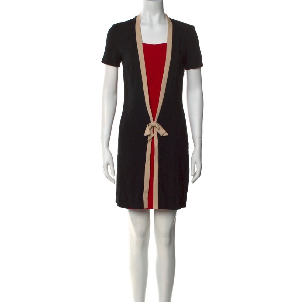 Moschino Cheap and Chic Dress Womens 6 Black Red Bow Tie‎ Trompe L'oeil Italy